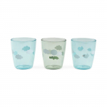 Done by Deer puodelių rinkinys Yummy mini glass Happy clouds - green, 3 vnt.