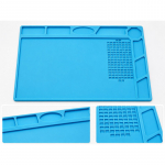 Ugniai atsparus silikoninis litavimo kilimėlis 32x23 cm su 8+124 skyriais, mėlynas
