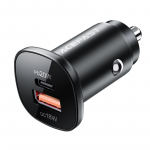 Acefast automobilinis įkroviklis 38W USB Type C / USB, PPS, Power Delivery, Quick Charge 3.0, AFC, FCP black (B1 black)