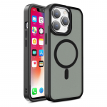 Magnetinės spalvos matinis dėklas iPhone 15 Pro Max - juodas