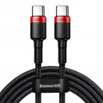 Baseus CATKLF-AL91 USB-C - USB-C PD QC kabelis 100W 5A 480Mb/s 2m - juodas ir raudonas