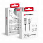 Laidas USB A į Lightning Forcell F-Energy 2,4A 12W metalinis 2 m C236 sidabrinis