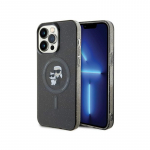 Karl Lagerfeld KarlChoupette Glitter MagSafe dėklas iPhone 15 Pro Max - juodas
