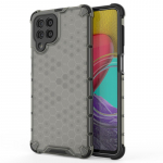 Korinio dėklo &scaron;arvuotas dangtelis su gelio rėmeliu, skirtas Samsung Galaxy M53 5G juodas