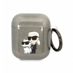 Karl Lagerfeld KLA2HNKCTGK Airpods 1/2 dangtelis juodas / juodas Gliter KarlChoupette