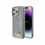 Guess Sequin Script Metalinis dėklas iPhone 15 Pro - sidabrinis