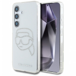Dėklas Karl Lagerfeld Rhinestones Karl Head logotipas Samsung Galaxy S25 skaidrus