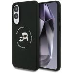 Karl Lagerfeld silikoninis &bdquo;MagSafe&ldquo; dėklas su &bdquo;Heads And Circle&ldquo; detalėmis, skirtas &bdquo;Samsung Galaxy S25 Edge&ldquo; &ndash; juodas
