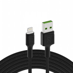 &bdquo;Green Cell&ldquo; kabelis &bdquo;Ray USB-A&ldquo; &ndash; &bdquo;Lightning&ldquo; tipo, baltas LED, 120 cm, su &bdquo;Apple 2.4A&ldquo; greitojo įkrovimo palaikymu.