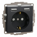 Ki&scaron;tukinis lizdas su įžeminimu Schneider Electric Sedna Design SDD114052 (antracitas, 2xUSB-A)