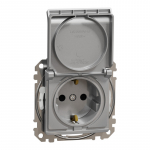 Ki&scaron;tukinis lizdas su įžeminimu ir dangteliu Schneider Electric Sedna Design SDD213024 (IP44, aliuminis)