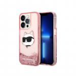 Karl Lagerfeld KLHCP14LLNCHCP iPhone 14 Pro 6.1' rožinė / rožinė kietas dėklas Glitter Choupette Head