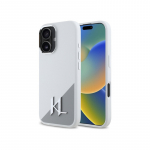 Karl Lagerfeld silikoninis pradinis metalinis logotipas MagSafe iPhone 16 dėklas &ndash; baltas