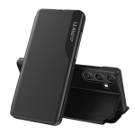 Eco Leather View dėklas, skirtas Samsung Galaxy S25 su atverčiamu stovu &ndash; juodas