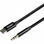 Kabelis SAVIO USB-C - MiniJack 3.5 mm 2m 5901986049586