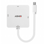 Adapteris - LINDY Mini DisplayPort 1.2 į HDMI, VGA ir DVI-D Aktyvus Adapteris Konverteris, 3840x2160 30Hz, Baltas