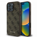 GUESS dėklas, skirtas IPHONE 16 Pro GUHCP16LG4GFBR (PU 4G Classic), rudas