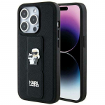 KARL LAGERFELD dėklas, skirtas IPHONE 14 Pro KLHCP14LGSAKCPK (su laikiklio laikiklio Saffiano KC PIN) juodas