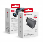 Telefono įkroviklis Forcell F-Energy GaN 2 x USB C + USB A QC4.0 PD 4A 65W VT-42B pilkas