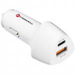 Forcell Carbon CC50-1A1C 38W USB-C PD + USB-A QC 3.0 Auto Lādētājs - Balts