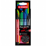 STABILO Pen 68 MAX 4-Pack ARTY Felt-Tip Pen with Chisel Tip