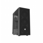 Fury Shobo SH8F Midi Tower korpuss &mdash; melns, ar logu, bez baro&scaron;anas bloka, 2&times;USB 3.0, 1&times;USB 2.0, 2&times;audio, iekļauti 4&times;120m