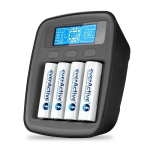 everActive NC-1000M V2 bateriju lādētājs, Ni-MH, 4 vietas AA / AAA, USB-C, melns