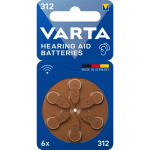 Varta 24607101416 dzirdes aparātu baterijas 312. izmērs PR41, cinka-gaisa, 1,45 V, 6 gab.