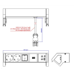Bachmann DESK2 baltais galda baro&scaron;anas modulis ar 2 Schuko kontaktligzdām un USB-A / C 22W, 0,2m GST18