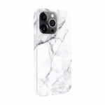 Evelatus Apple iPhone 14 Pro Max Premium silikoninis dėklas su individualiu ra&scaron;tu, marmuro baltumo