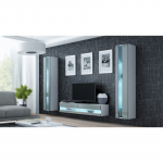 Cama Svetainės spintelių komplektas VIGO NEW 12 baltas / pilkas blizgus