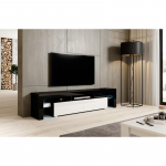 Cama TV staliukas TORO 200 juodas / baltas blizgus