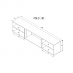 RTV spintelė POLO 180x33x39 juoda + juodas židinys