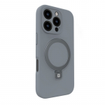 &bdquo;Evelatus&ldquo; &bdquo;Apple iPhone 16 Pro Max Premium Magsafe&ldquo; silikoninis dėklas su stovu, mink&scaron;tas lietimui, sidabrinis