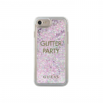 Guess GUHCP7GLUQPU iPhone 6 / 7 / 8 / SE 2020 / SE 2022 purpurinis / purpurinis kietas dėklas Liquid Glitter Party
