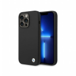 BMW silikoninis metalinis logotipo dėklas, skirtas iPhone 14 Pro Max &ndash; juodas