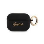 Guess GUAPSSSK AirPods Pro dangtelis juodas / juodas Silicone Vintage Script