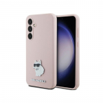 Karl Lagerfeld Silicone Choupette Metal Pin dėklas Samsung Galaxy S23 FE - rožinis