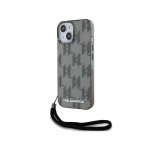 Karl Lagerfeld IML Mono KL Pattern Cord dėklas, skirtas iPhone 15 / 14 / 13 - juodas