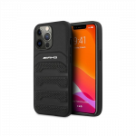 AMG AMHCP13XGSEBK iPhone 13 Pro Max 6,7 'czarny / juodas kietas dėklas, odinis įspaudas