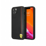 Ferrari FESAXHCP13SBK iPhone 13 mini 5,4 colio juodas / juodas kietas dėklas On Track Carbon Stripe
