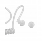 Skaidrus spiralinis akustinis vamzdelis su 2 ausų antgaliais, prijungimo adapteriu, spaustuku