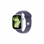 &bdquo;Apple Watch Series 11&ldquo; 46 mm sidabro / violetinės spalvos rūko sportinis dirželis &ndash; S / M
