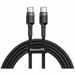 Kabelis USB C - USB C BASEUS CATKLF-HG1 (2.0m, QC3.0, nailoninis, pilkas / juodas)