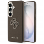 &bdquo;Guess&ldquo; grūdėtas didelis 4G metalinis logotipo dėklas, skirtas &bdquo;Samsung Galaxy S26+&ldquo; &ndash; rudas