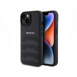 AMG Leather Debossed Lines dėklas iPhone 15 - juodas