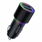 Joyroom automobilinis įkroviklis 2 x USB su ap&scaron;vietimu 24W juodas (JR-CL10)