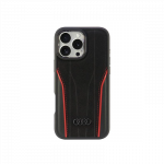 Audi tikros odos MagSafe iPhone 16 Pro Max 6,9 colio juodai raudonas kietas dėklas AU-TPUPCMIP16PM-R8 / D3-RD