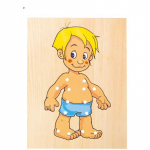 Woody 90018 Eco Wooden Educational hand motoric skills - Lacing Dress-up puzzle Baby Boy (10pcs) for kids 3y+ (18x22cm)