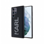 Karl Lagerfeld 3D Rubber Glitter Logo dėklas, skirtas Samsung Galaxy S23 Ultra - juodas
